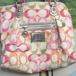 **REHAB **Coach Pink and Green Shoulder Bag with Signature Design
